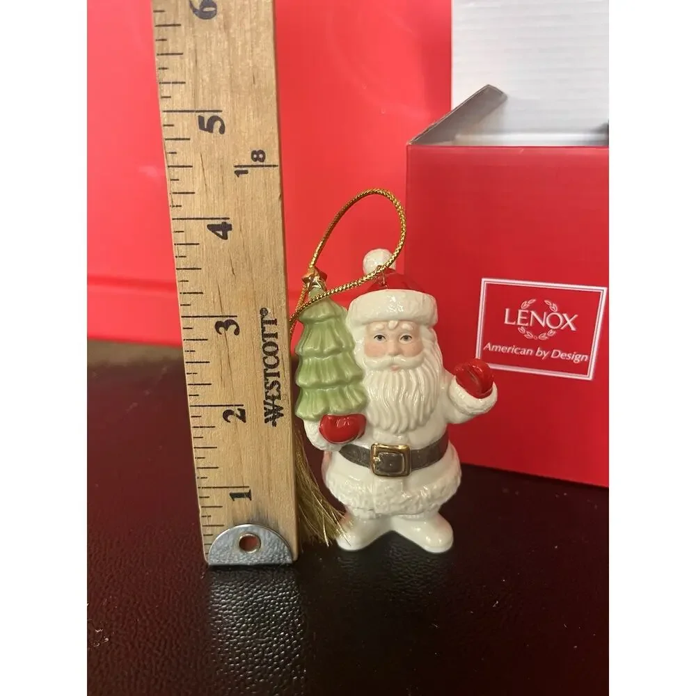 Lenox Christmas Ornament-Santa Holding Tree With Box Not Original Box ￼